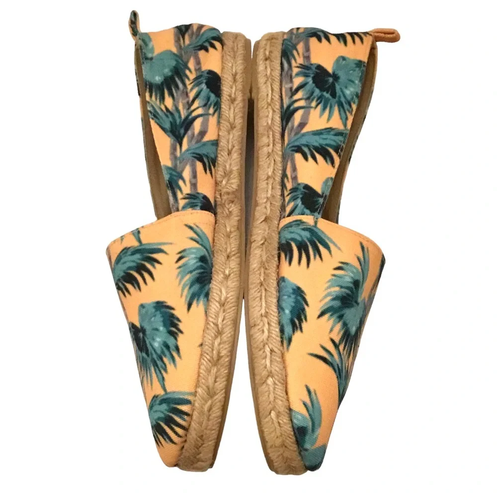 Mara & Mine Palm Print Espadrille Flats Canvas Slip-On Shoes Sz: EU 40/US 9.5-10
